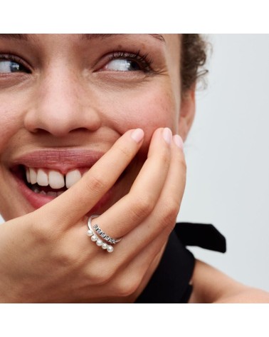 Pandora Anello Intreccio con Perle d'Acqua Dolce Trattate e Pavé