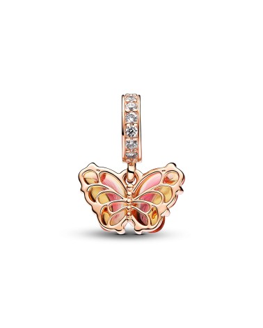 Pandora Charm Pendente Farfalla Vetro di Murano Arancione e