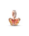 Pandora Pink & Yellow Murano Glass. Butterfly Dangle Charm.-