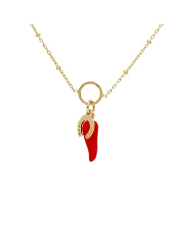 Armando Poggi Gold Red Enamel Necklace- APS230754