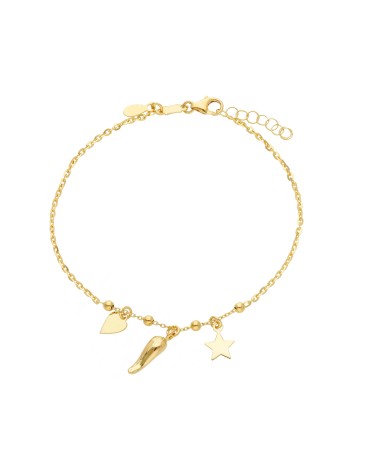 Armando Poggi Gold Heart, Star, Horn Pendants Bracelet-