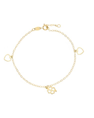 Armando Poggi Gold Heart and four-leaf clover Bracelet-