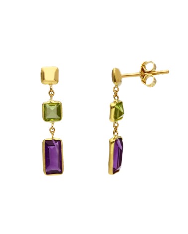 Armando Poggi Gold Amethyst and peridot Earrings- APS276745