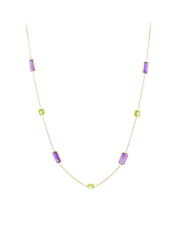 Armando Poggi Gold Amethyst and peridot Necklace- APS276751