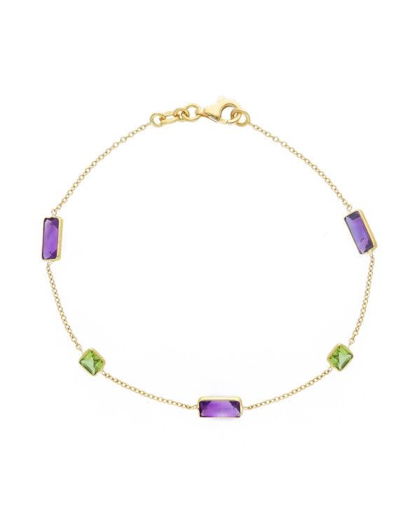 Armando Poggi Gold Amethyst and peridot Bracelet- APS276753