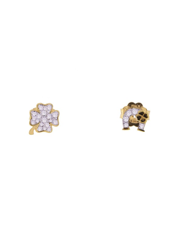 Rue des Mille Clover and horseshoe earrings- RUORZ-LOB MIC C4 AU