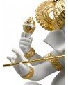 Lladrò Figurina ganesha con bansuri. Lustro oro