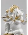 Lladrò Figurina ganesha con bansuri. Lustro oro