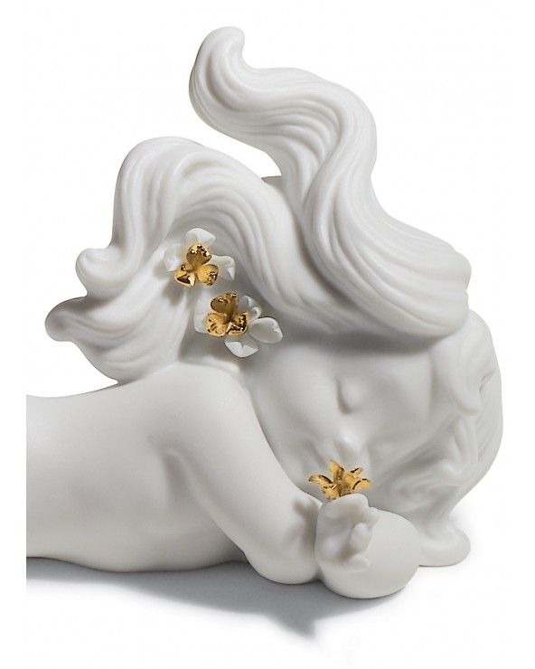 Day Dreaming at Sea Mermaid Figurine. Golden Lustre