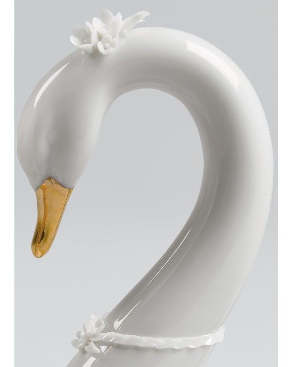 Endless Love Swans Figurine. Golden Luster