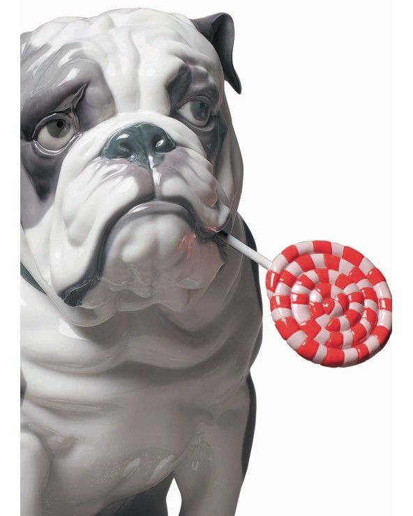 Bulldog with Lollipop Dog Figurine