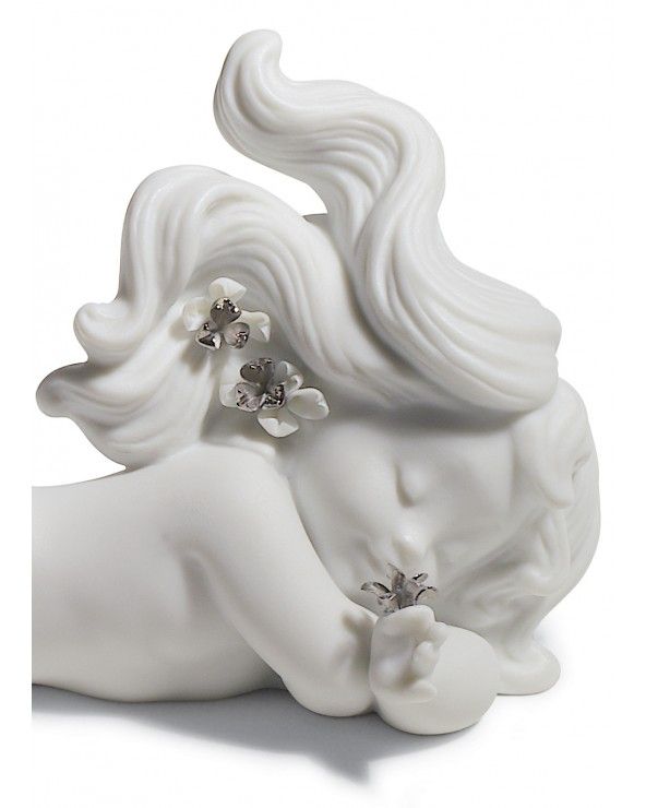 Day Dreaming at Sea Mermaid Figurine. Silver Lustre