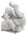 Day Dreaming at Sea Mermaid Figurine. Silver Lustre