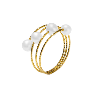 Trilly ring in yellow gold with white pearls – size 16