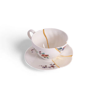 Tea Set With Cup And Saucer In Porcelain And Gold "Kintsugi" No. 2