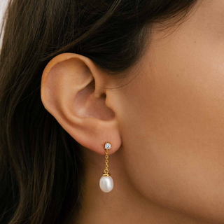 Orecchino Luce Perla Argento Dorato