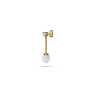 Golden Silver Pearl Light Earring
