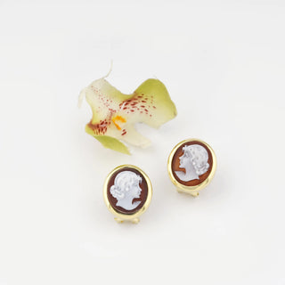 Orecchini Cameo Volto Dorati Eleganti