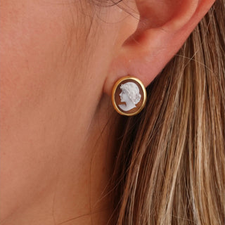 Orecchini Cameo Volto Dorati Eleganti