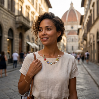 Gilded Flower Cameo Necklace