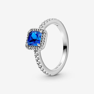 Pandora Anello Punto Luce scintillante con pietra blu quadrata