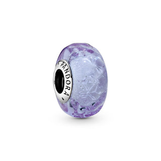 Pandora Charm in vetro di murano color lavanda con onde