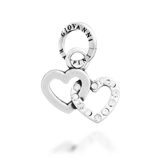 Charm Doppio Cuore Crystal