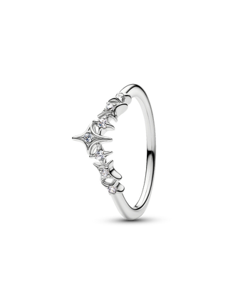 Anello Tiara Stella con Placcatura in Platino e Zirconia Cubica Trasparente