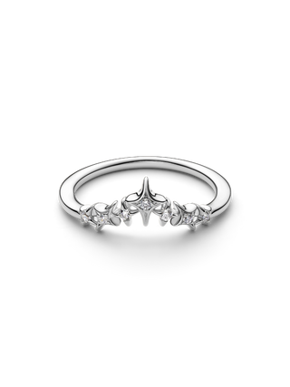 Anello Tiara Stella con Placcatura in Platino e Zirconia Cubica Trasparente