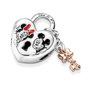 Pandora Disney, charm Lucchetto d'Amore Mickey Mouse & Minnie