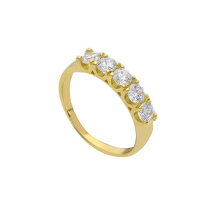 Anello 5 Zirconi Oro Giallo