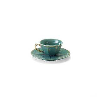 Tazza Caffè C/Piatto
 Vintage verde Dettagli oro