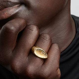 Large Seal Ring with Luminous Stones