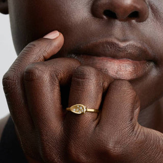Small Seal Ring with Luminous Stones