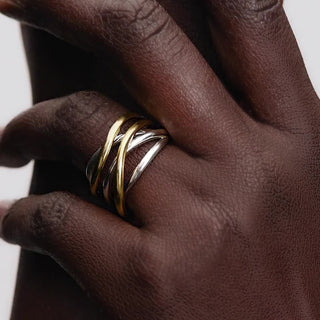 Two-Tone Intertwined Lines Ring