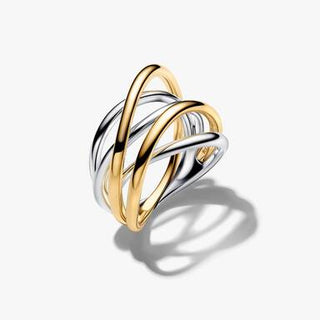 Two-Tone Intertwined Lines Ring