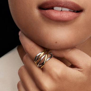Two-Tone Intertwined Lines Ring
