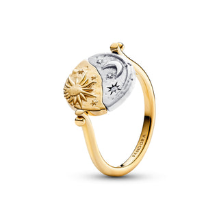 Anello Medallion Sole e Luna "Per Aspera Ad Astra" Reversibile