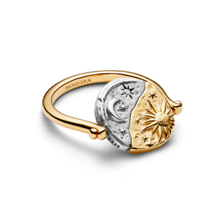 Anello Medallion Sole e Luna "Per Aspera Ad Astra" Reversibile