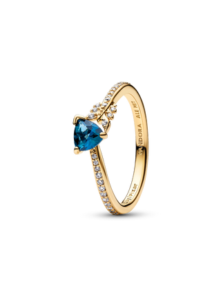 Anello Disney Freccia di Merida Plac. Oro 14k, Zirconia Cubica Trasparente e Cristallo Verde Acqua