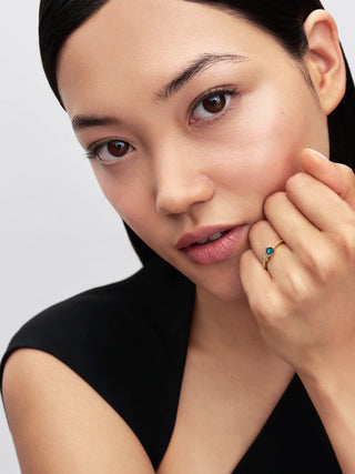 Anello Disney Freccia di Merida Plac. Oro 14k, Zirconia Cubica Trasparente e Cristallo Verde Acqua
