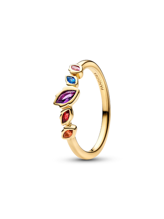 Anello Disney Pocahontas con Placcatura in Oro 14k e Cristalli Blu, Arancioni, Rossi, Viola e Rosa
