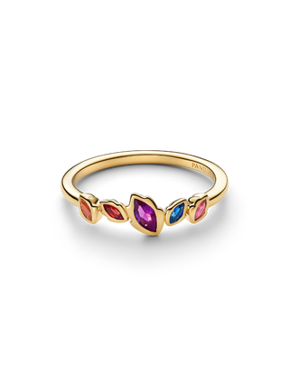 Anello Disney Pocahontas con Placcatura in Oro 14k e Cristalli Blu, Arancioni, Rossi, Viola e Rosa