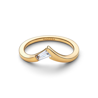 Anello Tiara con Placcatura in Oro 14k e Zirconia Cubica Trasparente