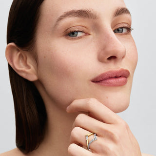Anello Tiara con Placcatura in Oro 14k e Zirconia Cubica Trasparente