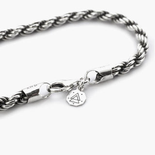 Bracciale corda 100 / argento brunito lucido