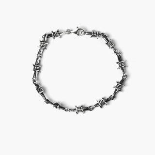 Bracciale morbido elementi filo spinato / argento brunito lucido