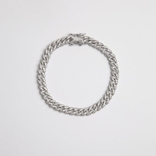 Bracciale grumetta con zirconia cubica / rodio lucido