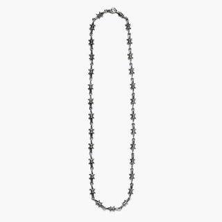 Soft necklace with barbed wire elements / polished burnished silver