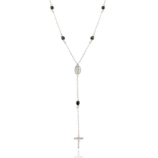 Collana croce rosario con zirconi